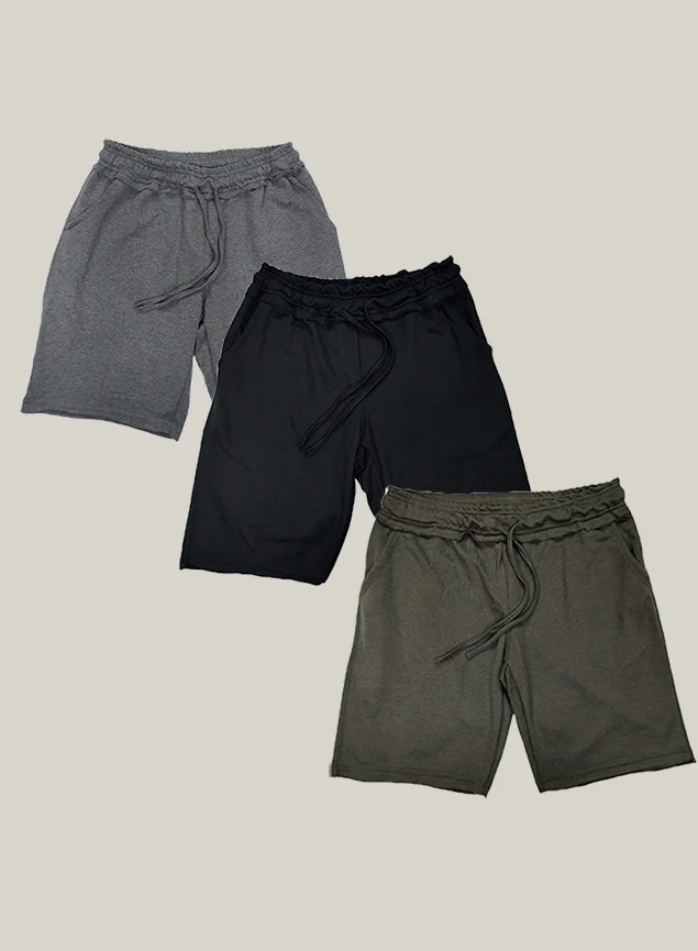 Kit 3 Bermuda Masculina Moletom WSS Basic